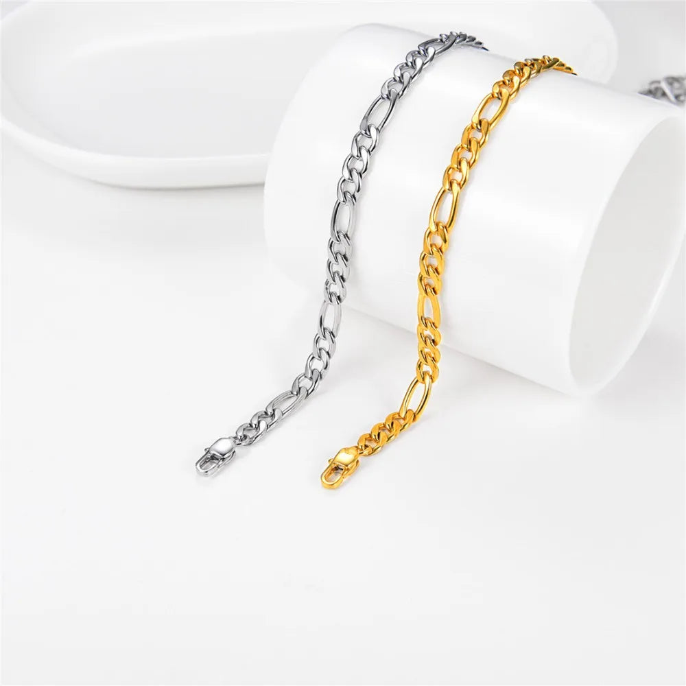 Anklet Figaro Chain Gold Color Stainless Steel Ankle Bracelet