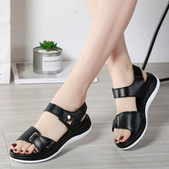 Women Female Ladies Genuine Leather Shoes Sandals Flats