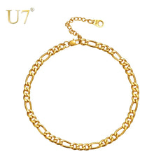 Anklet Figaro Chain Gold Color Stainless Steel Ankle Bracelet