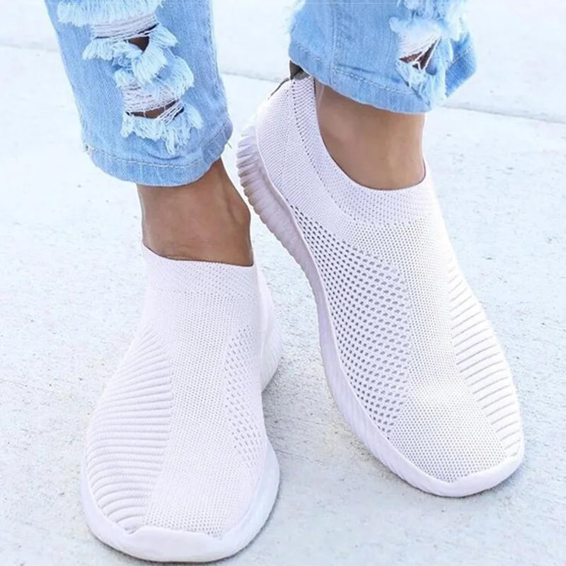 Women Knitting Sock Sneakers Slip On Flat Shoes