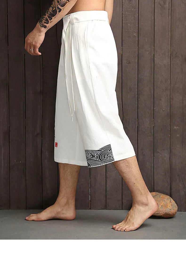 Chinese style embroidery cotton fashion loose harem pants