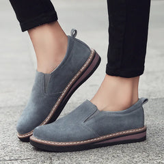 Women Ladies Mother Cow Suede Genuine Leather Shoes Flats Loafers Slip On