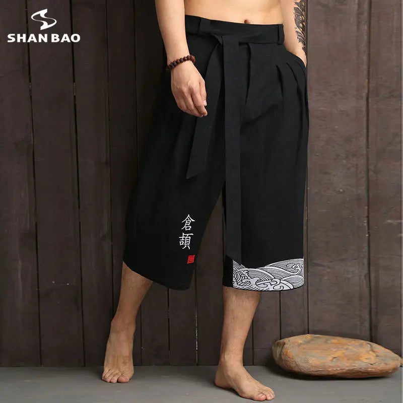 Chinese style embroidery cotton fashion loose harem pants