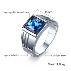 Blue CZ Zircon Engagement Band Ring