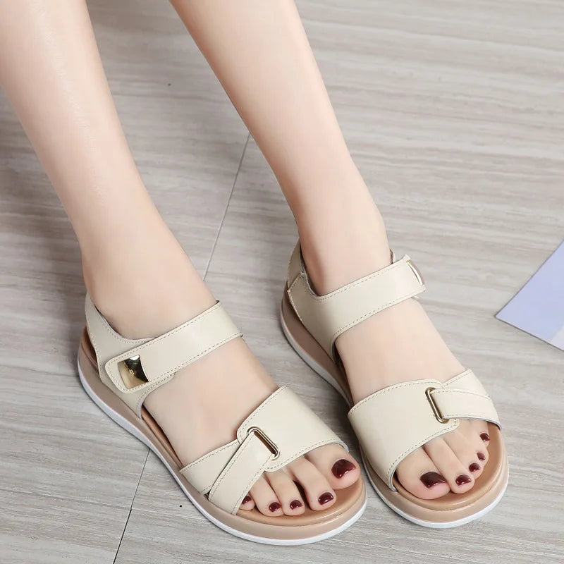 Women Female Ladies Genuine Leather Shoes Sandals Flats