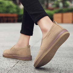 Women Ladies Mother Cow Suede Genuine Leather Shoes Flats Loafers Slip On