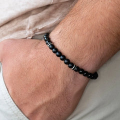 Fashion Men Bracelet Simple Round Stone Beaded Charm