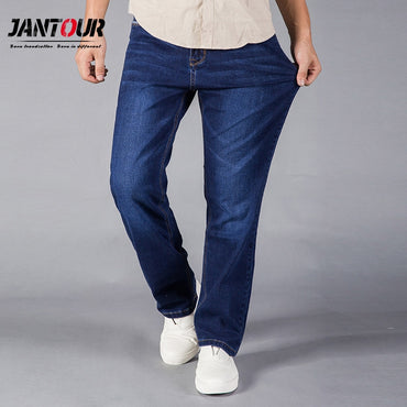 Straight Loose Stretch Denim Pants Mens Trousers Business