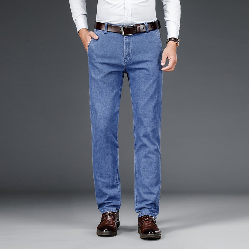 Classic Style Business Fashion Light Blue Cotton Trousers