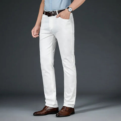 Fashion Casual Classic Style Business Straight Fit Soft Trousers