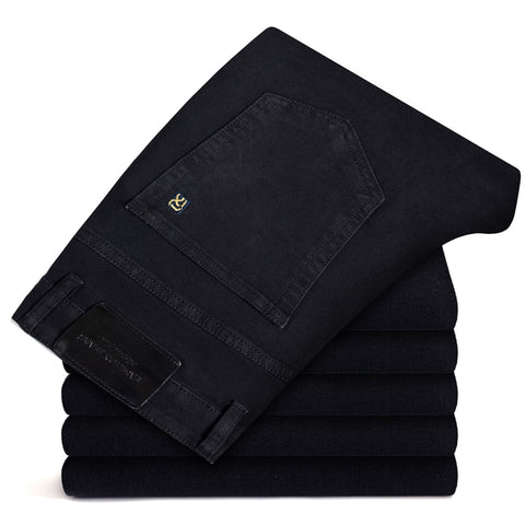 Classic Style  Men's Plain Black Straight-leg Jeans Business Fashion