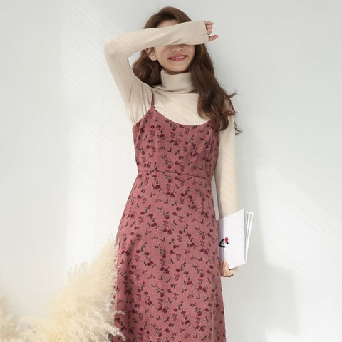 Dress Sleeveless Simple Vintage Floral Casual