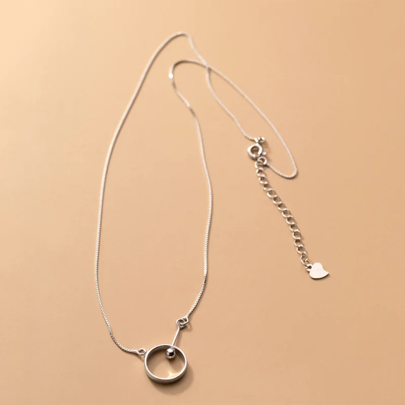 Fashion Minimalism Geometric Round Chain Bead Pendant Necklace