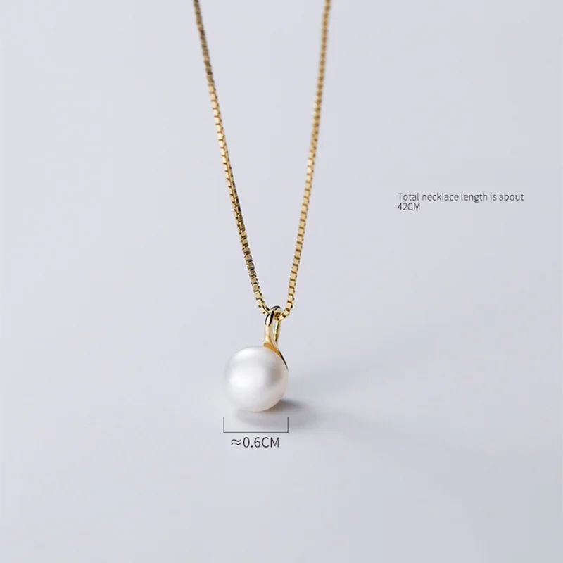 Silver Box Link Chain Geometric Baroque Pearl Charms Pendant Necklace