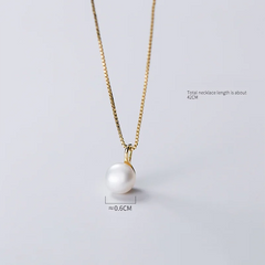 Silver Box Link Chain Geometric Baroque Pearl Charms Pendant Necklace