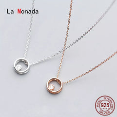 Silver Chain Necklace For Women Two Layer Circle Fashion Minimalist