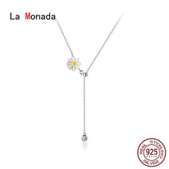 Silver Chain Necklace For Women Daisy Pendant Fashion Minimalist Silver 925 Jewelry On The Neck Womens Necklaces