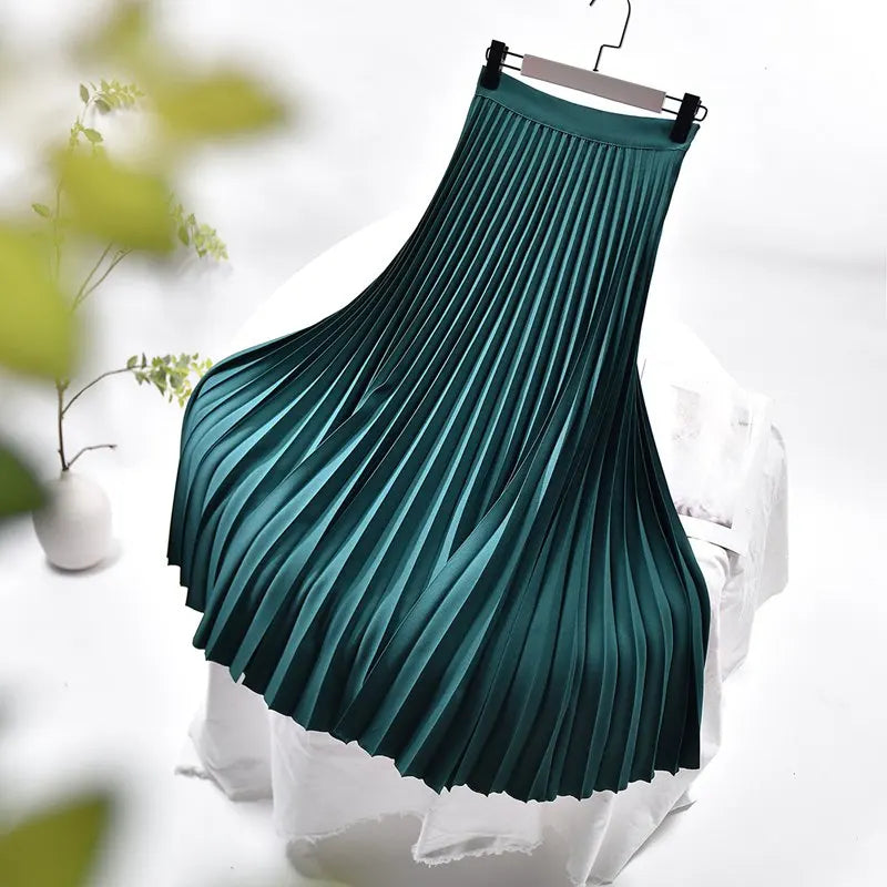 Pleated Skirt Chiffon Liner High Waist Twill Long Skirts