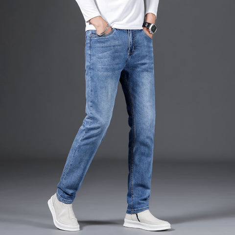 Classic Pocket Men's Jeans Straight Denim Pants Business