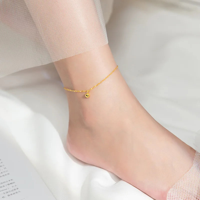 Minimalism Silver Golden Glossy Beads Anklet