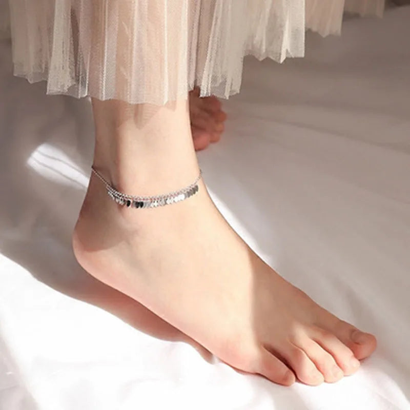 Silver Color Anklets for Women Simple Accessories Trendy
