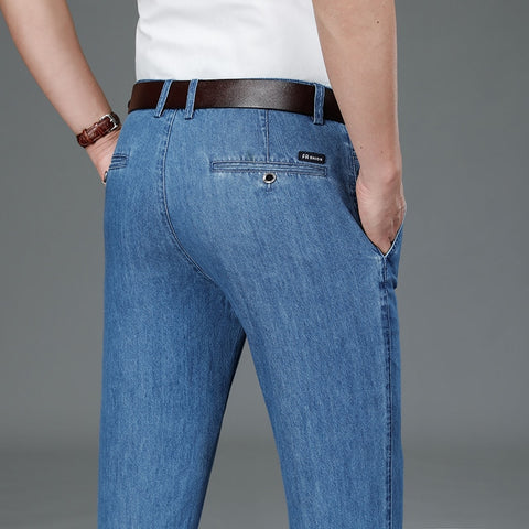 Men's Jeans Business Denim Pure Cotton Pants Straight