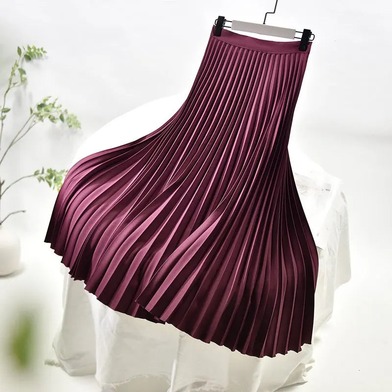 Pleated Skirt Chiffon Liner High Waist Twill Long Skirts