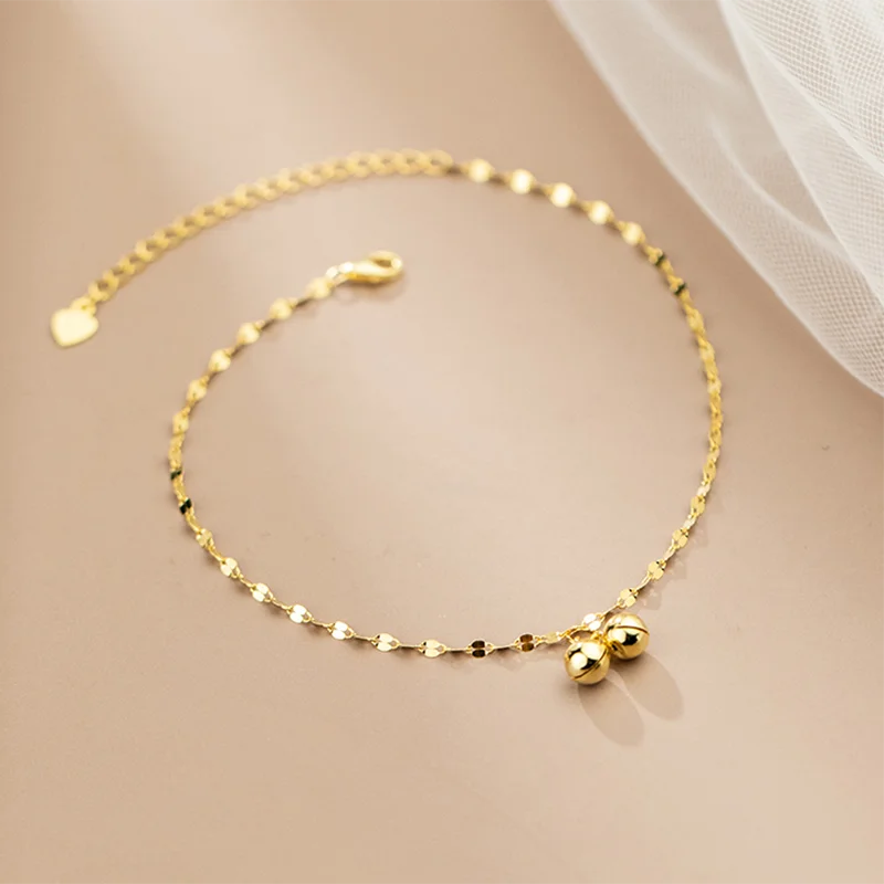Minimalist Fashion Double Bell Anklet for Women Chain Jewelry Accessories