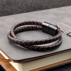 Titanium Steel Bracelet Double Layer Braided Rope Man Magnetic