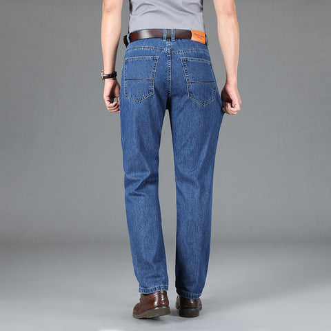 Jeans Business Casual  Straight Elastic Classic Style Trousers