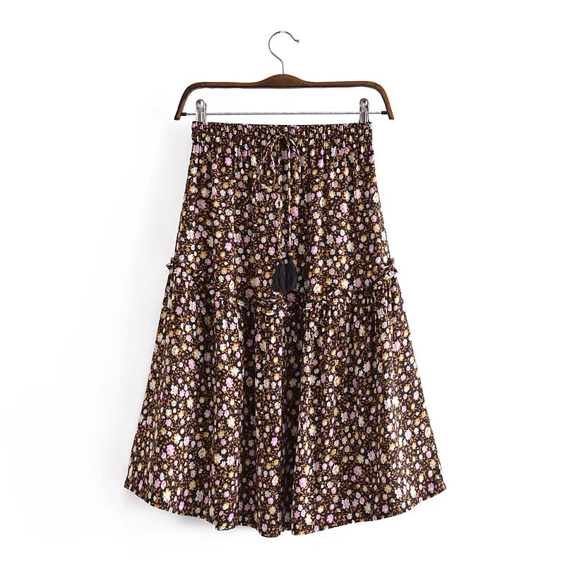 Fashion Hippie Boho Bohemian Floral Printed Rayon Mini Skirts