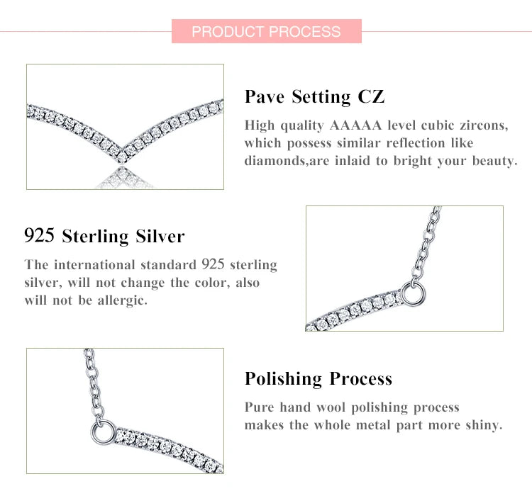 Simple Fashion Cubic Zirconia Pendant Real Sterling Silver Chain Link