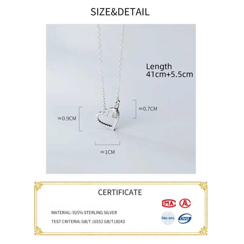 Women's Necklace Silver Chains Woman On Neck Heart Hollow Pendant