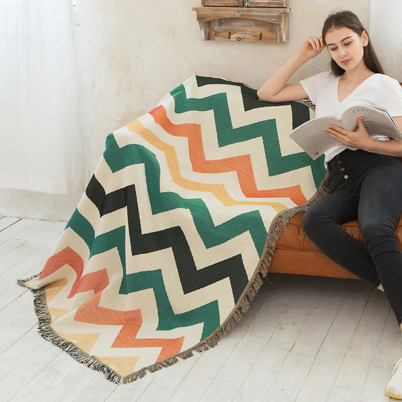 Plaid Blankets Knitted Nordic Sofa Towel Sofa Cover Full Blanket Striped