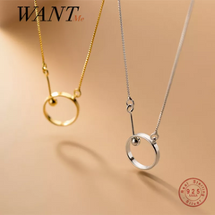 Fashion Minimalism Geometric Round Chain Bead Pendant Necklace