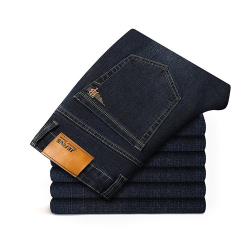 Brand Men's Straight Elastic Cotton Jeans Men Fashion Business Classic