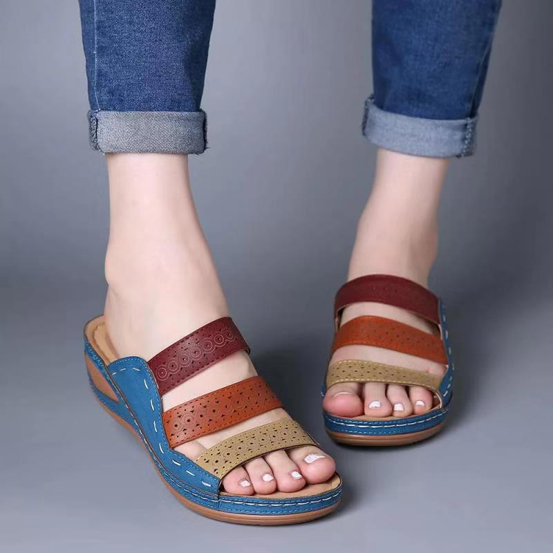 Women Slide Stitching Female Flat Sandals Open Toe Beach Style