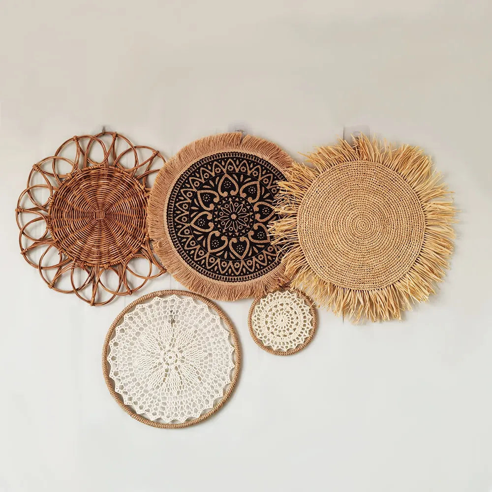 Seaweed woven plate home creative straw woven plate decorative