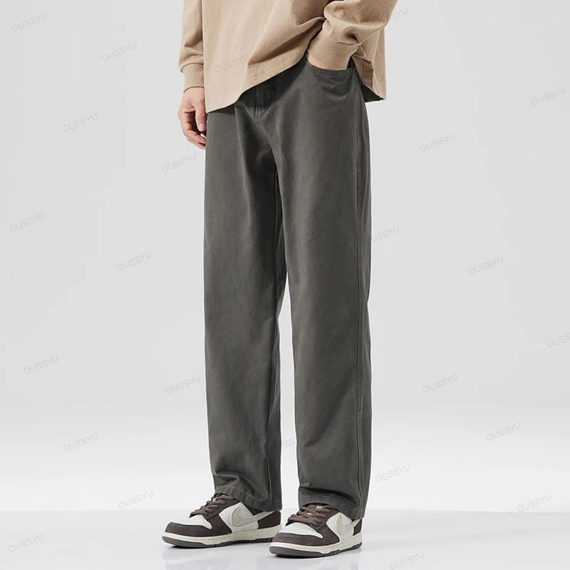 Clothing Casual Pants Men Elastic Waist Loose Wide Leg Trousers