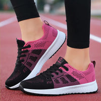 Women Casual Breathable Walking Mesh Lace Up Flat Shoes