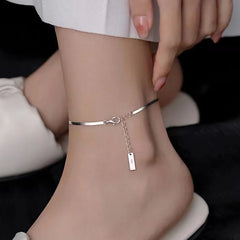 Minimalist Silver Color Snake Chain Anklet f