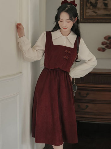 Retro Long SleeveClothing Basic Elegant Gown Streetwear Dress
