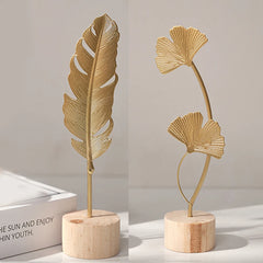 Nordic Gold Ginkgo Leaf Crafts Leaves Sculpture Living Room Decor