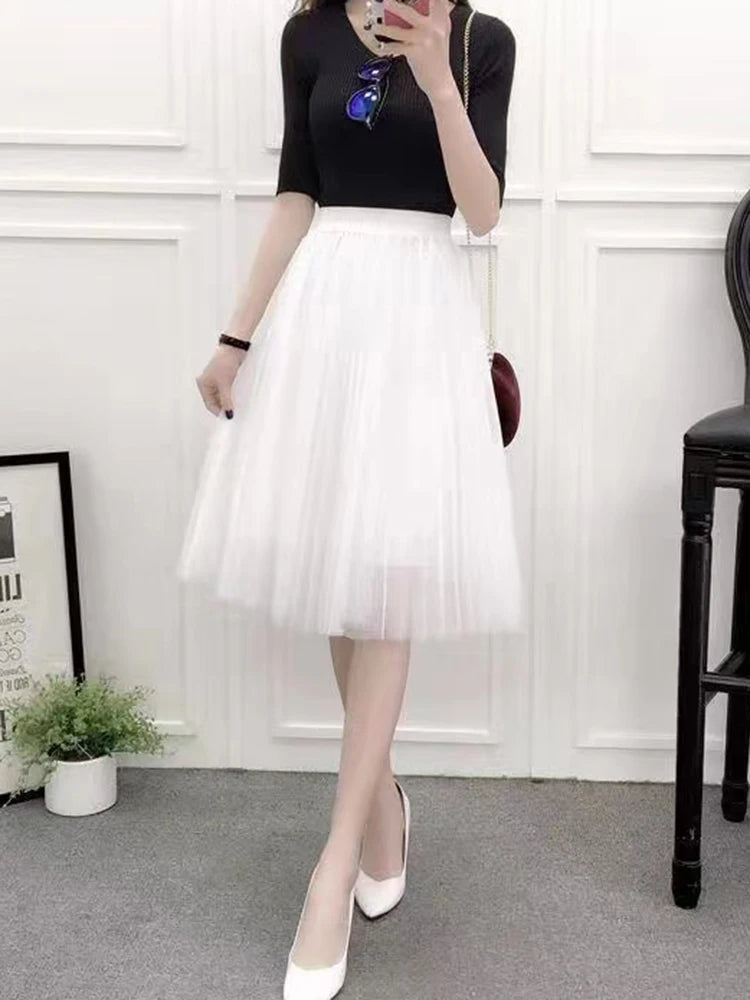 Elegant Women Tulle Skirt  Fashion Mesh A Line