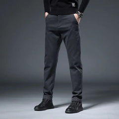 Men's Slim Straight Pants Imitation Denim Elastic Cotton Business Casual