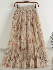 Chiffon Pleated Skirt Vintage Floral Print Boho