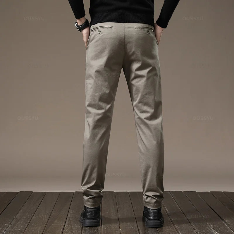 Casual Pants Men Thick Solid color Business Fashion Straight Fit