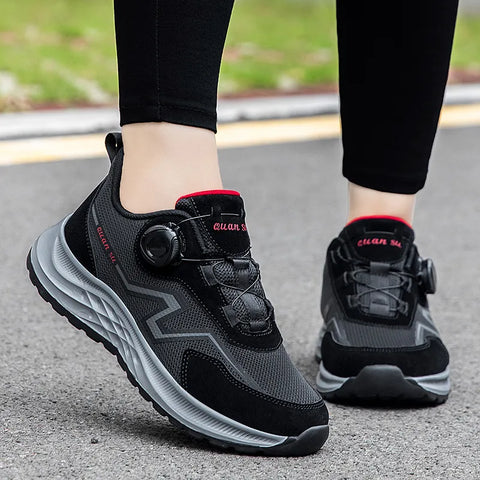 Women Button Sneaker Shoes Breathable Walking