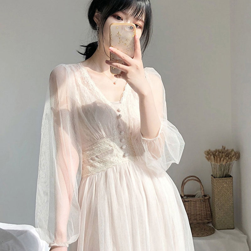 Midi Dresses Elegant A-Line Vestidos Solid Puff Sleeve