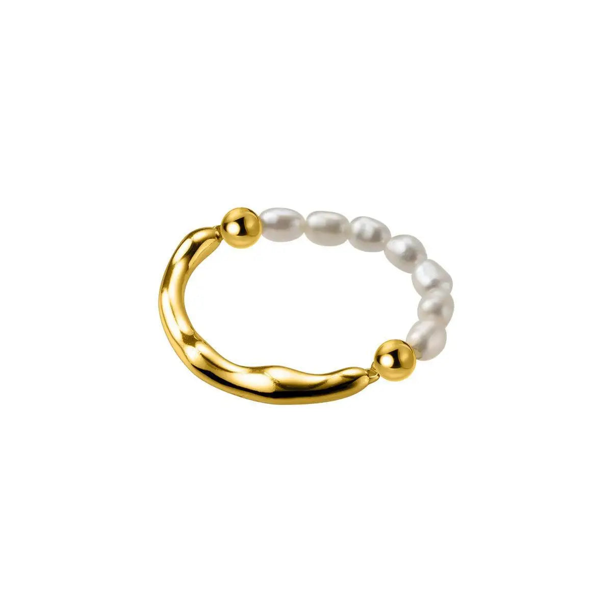 Elastic Pearl Fashion Irregular Wave Women Ring Fine Jewelry